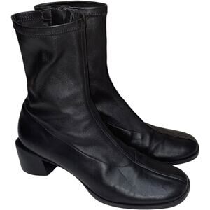 REFORMATION Louie Black Leather Sock Bootie  Size: 8.5